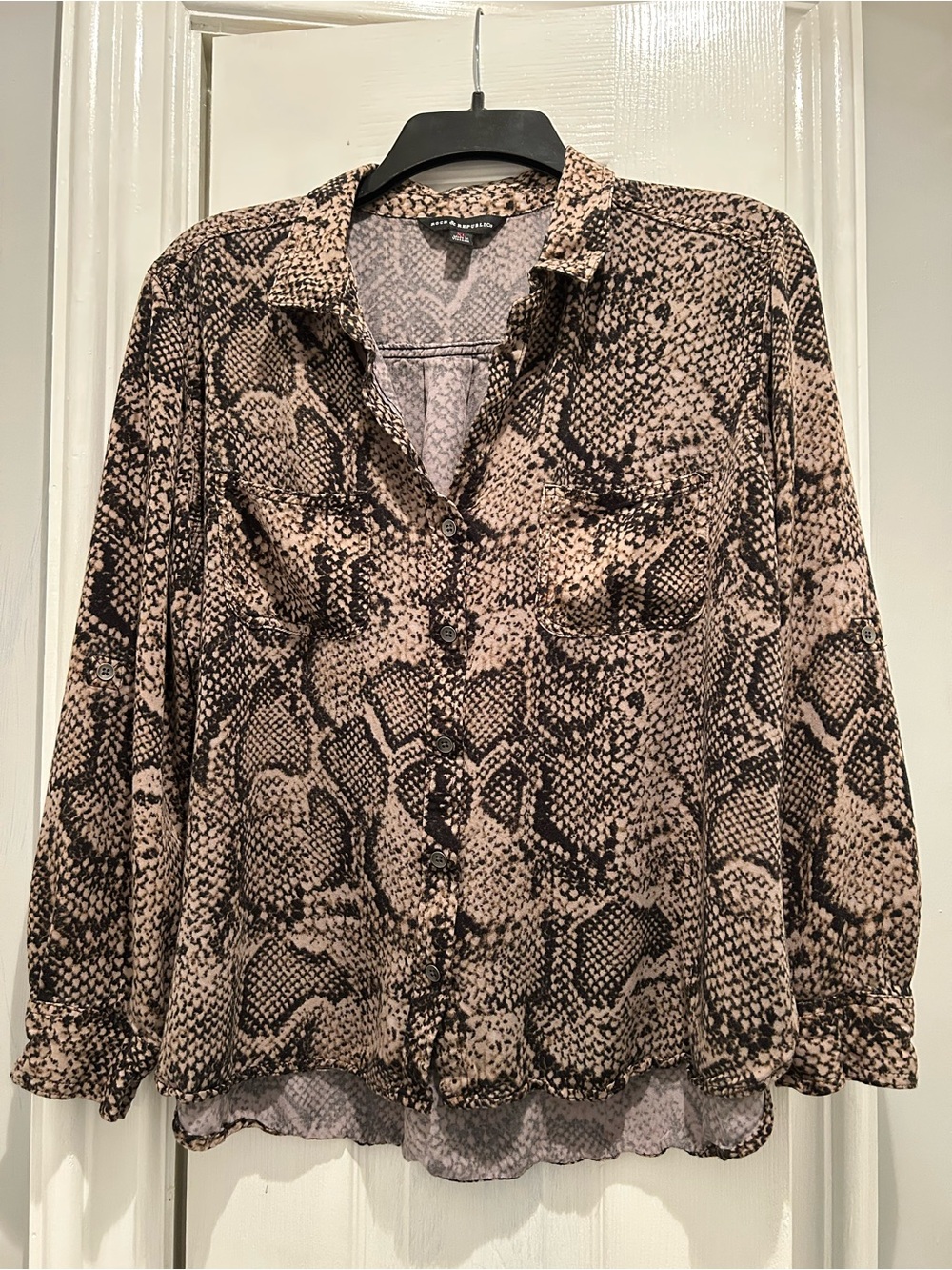 Rock & Republic Brown Snake-Print Button Down Shirt
